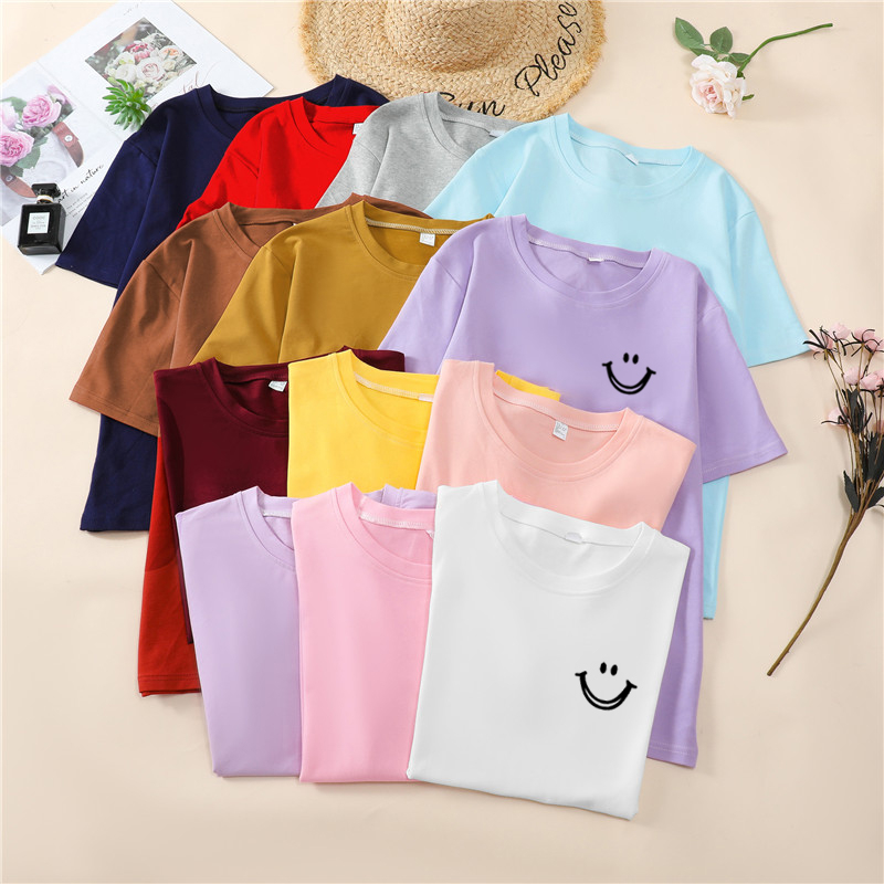 Korean T Shirt Clothes Women Elegant Comfy Smiley T Womans Short Sleeve Cartoon Shirts