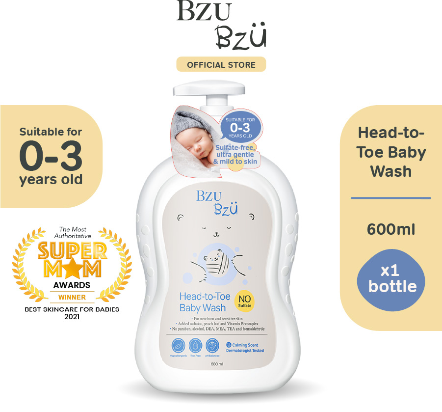 BzuBzu Head to Toe Baby Wash and Shampoo, 600ml | Designed for Newborn & Sensitive Skin